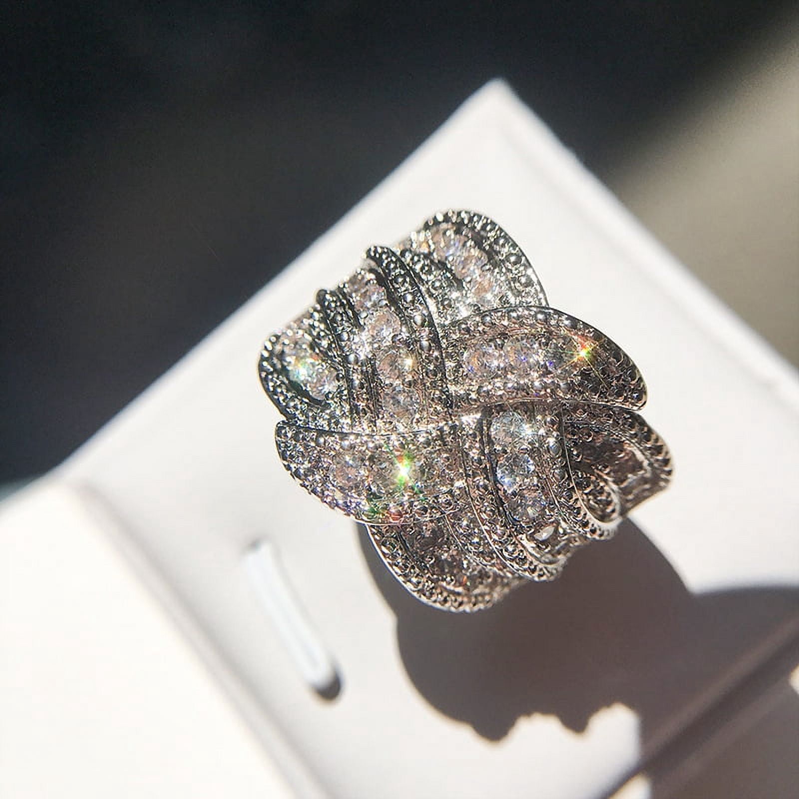 Anillo de circonitas Super Flash con incrustaciones, temperamento noble ...