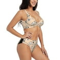 thumbnail image 6 of PAYOHTO Women's Cross Front Bikini Set with High Elasticity Soft Padding Cute Doodle Wild Animal Kids Pattern Bathing Suit Crop Top Swimsuit, 6 of 9