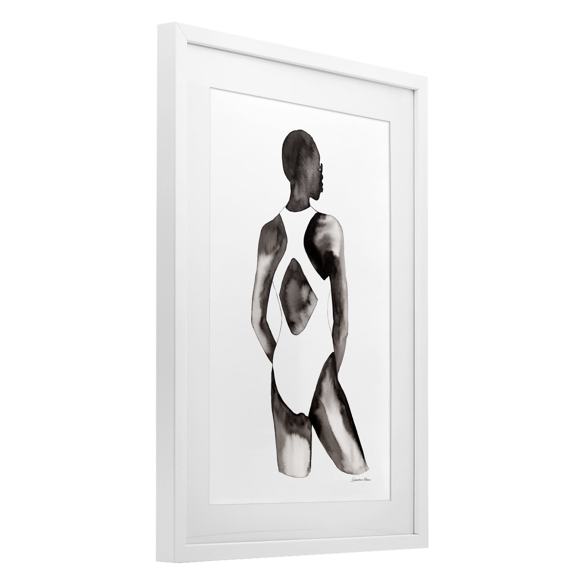Stupell Industries Beach Day Swimsuit Silhouette White Framed Print Under Glass, design by Simone Elum