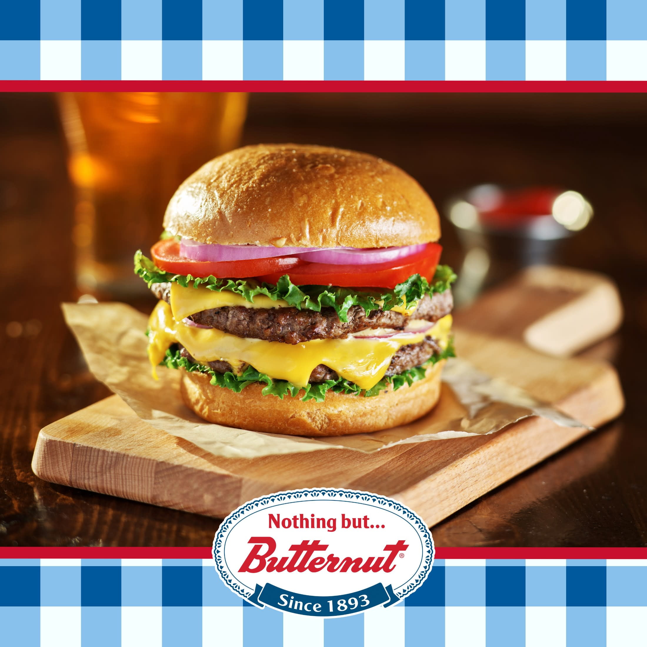 Butternut White Restaurant Style Burger Buns, 21 oz, 12 Count