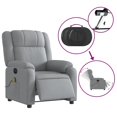 thumbnail image 3 of vidaXL Electric Massage Recliner Chair Light Grey Fabric, 3 of 5