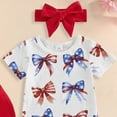 thumbnail image 4 of Wxirdiow Girls Patriotic Clothes 4th Of July Baby Girl Outfits Usa Flag Embroidery Newborn Infant Smocked Bubble Romper Memorial Day Clothes Red Size,0-3 Months, 4 of 6