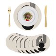 thumbnail image 2 of Abstract Geometric Round Braided Placemats Set of 8, Modern Minimalist Black Line Circle Beige Heat Insulation Place Mats Washable Non-Slip Table Mats for Kitchen Dining Party, 13 Inches, 2 of 9