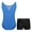 Blue, variant on Girls Sport Suit Mesh V-Neck Sleeveless Ballet Dance Leotards One Piece Bodysuits with Shorts Yellow 16