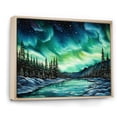 thumbnail image 2 of Designart "Winter Charm Of Green Northern Lights" Northern Lights Floater Framed Canvas Wall Art, 2 of 5