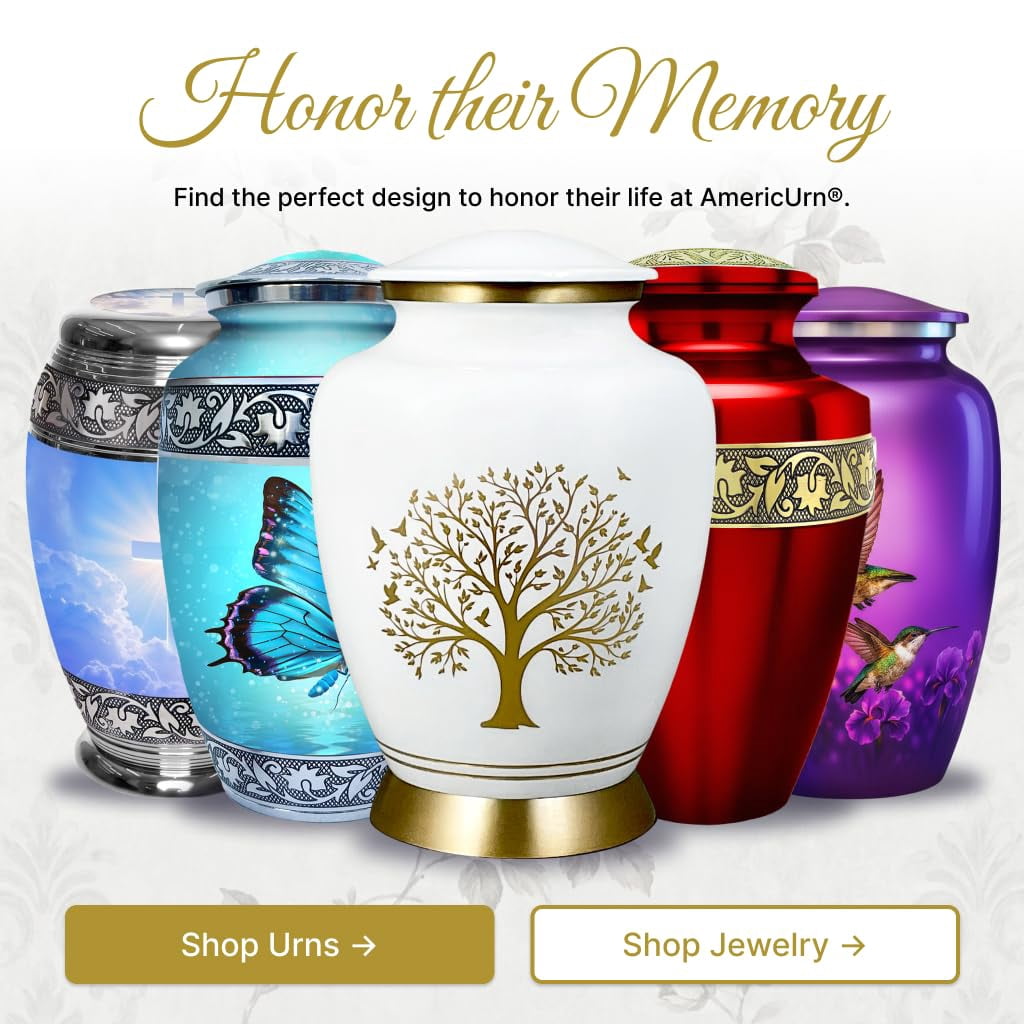 AmericUrn White Tree of Life Cremation Urns for Human Ashes – Adult Female and Male Memorial Set of 6 with 1 Large Urn, 4 Keepsake Urns & 1 NecklaceUrn