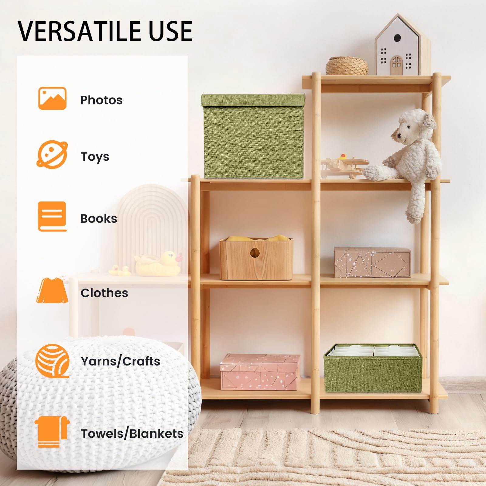 Sage 5*7 Inch Linen Photo Storage Chest With Dividers