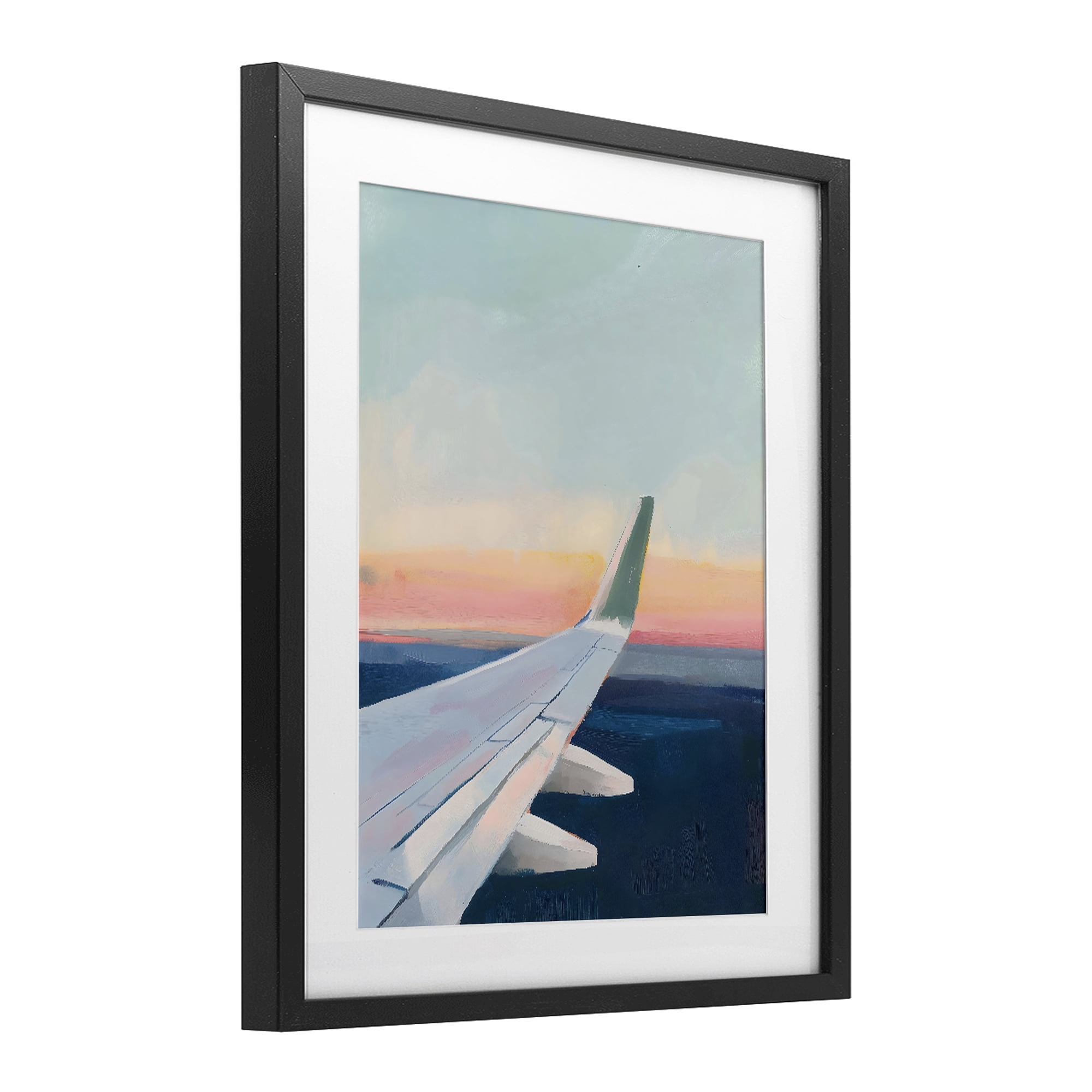Stupell Industries Airplane Wing Sunset Black Framed Print Under Glass, design by The Prints Vibe