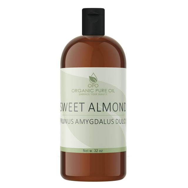 Almendra dulce - Pura y prensada en frío, sin OGM, sin refinar, vegana, virgen extra, sin refinar, 32 oz para la cara, el cabello, la piel, los labios del cuerpo por aceite puro orgánico - El empaque