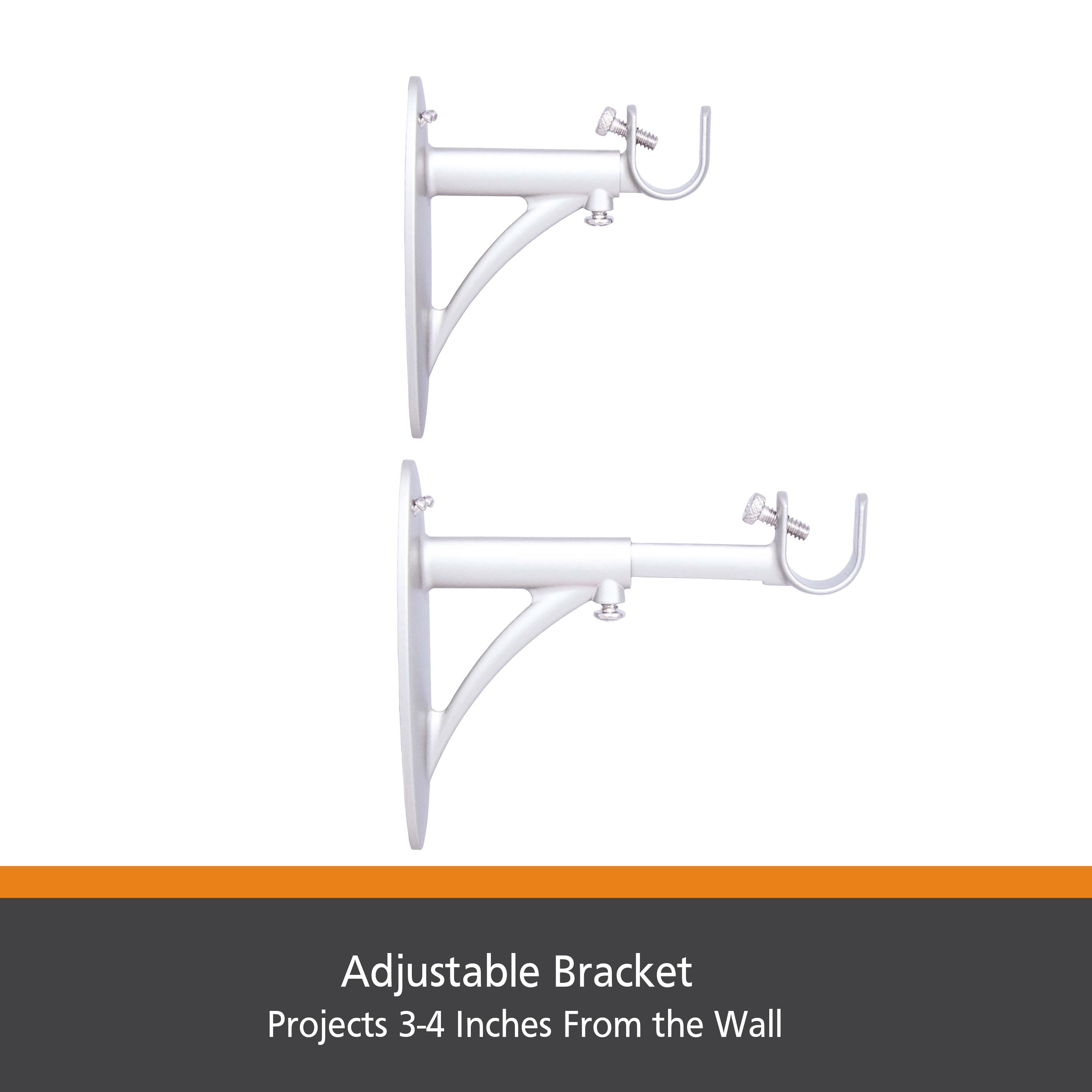 Kenney Fast Fit Easy Install 5/8" Diameter Adjustable 3-4" Curtain Rod Bracket, Brushed Nickel