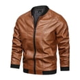 thumbnail image 1 of Chaqueta de cuero de uniforme de béisbol informal de otoño e invierno para hombre Pompotops  oipoqjl13608, 1 of 2