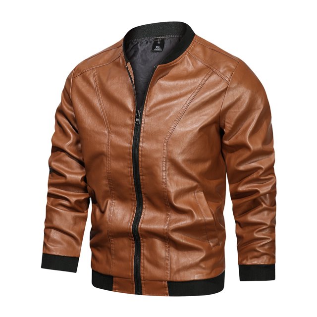 Chaqueta de cuero de uniforme de béisbol informal de otoño e invierno para hombre Pompotops oipoqjl13608