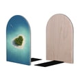 thumbnail image 2 of Zufioo Paradise Island Print Wooden Bookends, Metal Bookshelf Non-slip Bookends, Home Furnishings Suitable for Bookcases Offices, 2 of 8