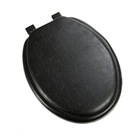 GINSEY CLASSIQUE ELONGATED CUSHION SOFT PADDED TOILET SEAT - BLACK