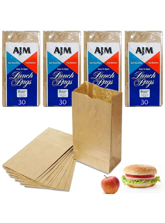 120ct Brown Paper Bags School Lunch Food Drive Meal Prep Snack Party Bag Grocery