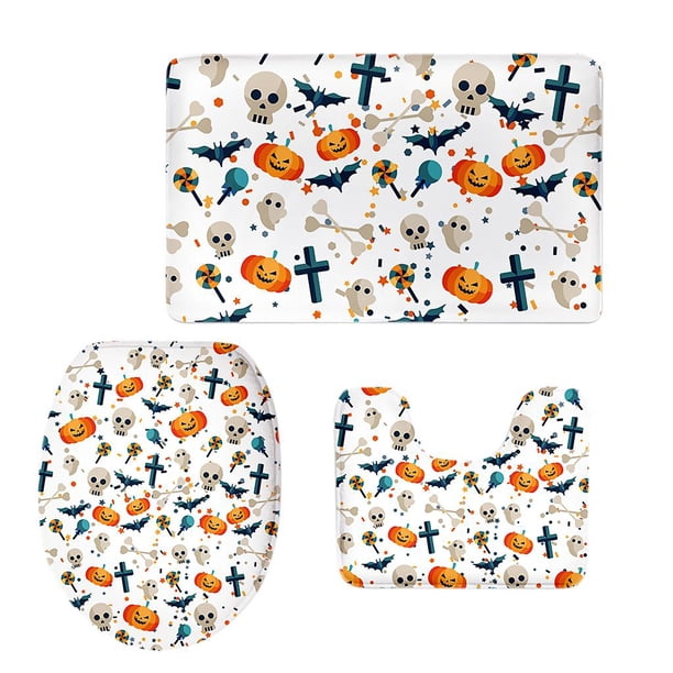Varios Juego De Alfombras De Baño Con Estampado De Halloween, Cubierta De Asiento De Inodoro, Alfombra Antideslizante 5 Baoblaze Juego de alfombrillas de baño