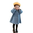 thumbnail image 2 of AJZIOJIRO Kids Toddler Autumn Winter Outerwear for Girls Lapel Double Breasted Wool Blend Pea Coat Outwear 1-9Y Baby Warm Winter Long Trench Coats Overcoat Jacket, 2 of 8