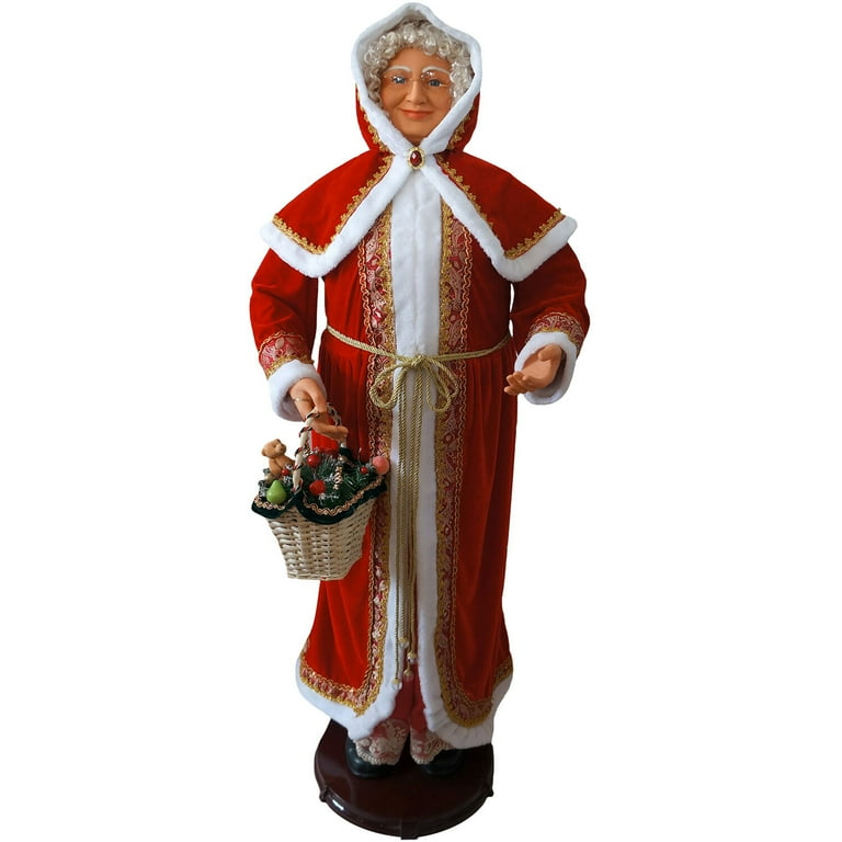 Fraser Hill Farm 4.8 ft Life-Size Dancing Mrs. Claus with Basket