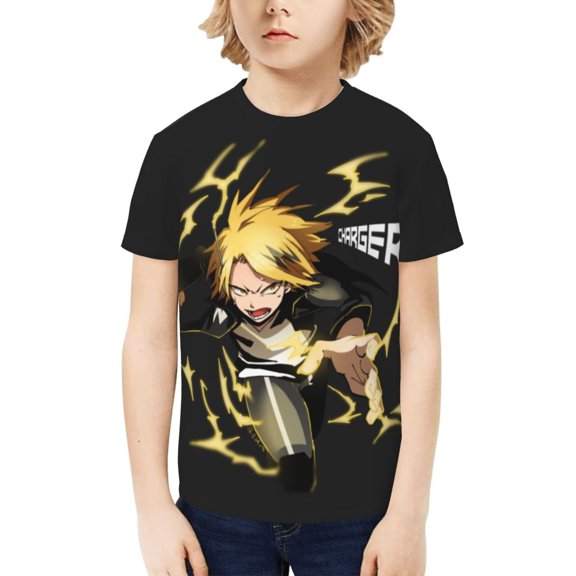 My Hero Academia Denki Kaminari Kids T-Shirt 3d Printed Graphic T-Shirts Boys And Girls Short Sleeve Shirts For Youth Kids X-Small