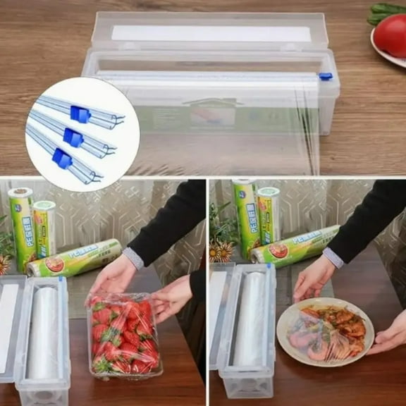 Convenient Plastic Wrap Dispensers and Foil Film Cutter Food Cling Film Cutter Stretch Tite Plastic Wrap Dispenser with Cutting