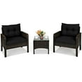 thumbnail image 2 of Costway 3PCS Outdoor Rattan Conversation Set Patio Garden Cushioned Sofa Chair Black, 2 of 9