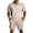 Khaki, variant on Men's 2 Pieces Linen Set Summer Button Down Short Sleeve Shirts and Shorts 2026 Sets with Pockets Elastic Waist Vacation Lightweight Loose Matching Tracksuits Wine XL