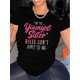 thumbnail image 1 of Letter Print Crew Neck T-shirt, Casual Short Sleeve Top For Spring & Summer, Women's Clothing Tee For Adult, Men, Women, Teen, Teenager, Adolescent, Youth, 1 of 6