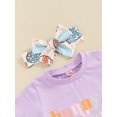 thumbnail image 6 of Yunliwuli Girls Easter Outfit, Short Sleeve Letters Print T-shirt with Eggs/Bunny Flare Pants and Headband Summer Outfit, 6 of 10