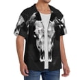 thumbnail image 2 of Honeii White Black Sheep skull for Men's Short-Sleeved Button-Up Collared Shirt Featuring A Pocket, Perfect for Beach Vacations, And Travel Adventures.-Large, 2 of 5