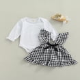 thumbnail image 4 of Infant Newborn Baby Girls Clothes Ruffle Romper Plaids Skirts Overalls Outfits Autumn Spring Sets White 3-6 Months, 4 of 9