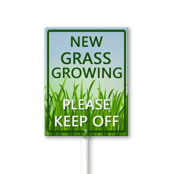 Eveokoki New Grass Growing Keep Off Yard Sign with Stakes 8x12Inches, Sturdy Aluminum Yard Signs Rust Free, Keep Off The Grass Yard Sign, Stay Off Grass Signs, Easy to Install