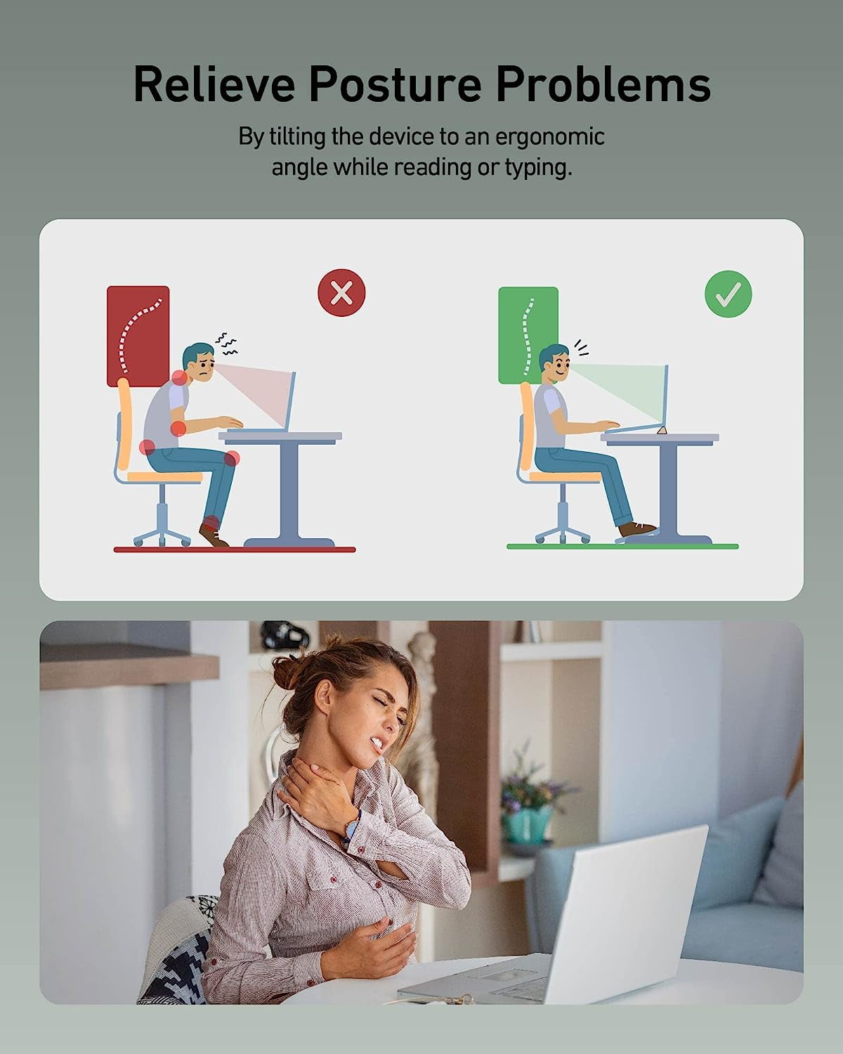 3 in 1 Silicone Laptop Stand, Keyboard Riser for Ergonomic Typing/Reading, Portable Laptop Cooling Stand, for Home Office School and Travel, Oval Base, Macaron Green