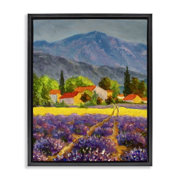 Stupell Industries Traditional Lavender Field Landscape Black Floating Frame Canvas Art, 25 x 31, by Valery Rybakow