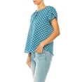thumbnail image 2 of Women's Polka Dot Overlapping Short Sleeve Ribbon Accent Top, 2 of 5
