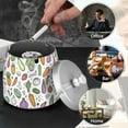 thumbnail image 4 of Yayeee Ashtray with Lid for Cigarette Smokeless Stainless Steel Home Ash Holder, Purple Vegetables Pattern, 4 of 7