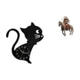 thumbnail image 1 of Reloj de pared acrílico con diseño de gato y caballero, adorno decorativo moderno de dibujos animados para sala de estar y centro de mesa, decoración, 1 of 8