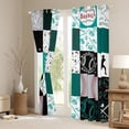 thumbnail image 3 of Manfei Teens Baseball Player Curtains Pack of 2 (42x84 Each), Square Plaid Curtains Blackout, Cartoon Sport Theme Bedroom Curtains, Curtains and Drapes Bedroom Decor, 3 of 6