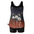 thumbnail image 5 of FAVIPT High Waist Tankini Swimsuits for Women Two Piece Summer Beach Swimming Swim Set Floral Print Blouson Tank Top with Boyshorts Coffee,M, 5 of 8