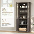 thumbnail image 5 of SELOOYE Modern Pantry Cabinet, 71-inch Tall Glass Display with Wood Doors, Adjustable Shelves, Grey, 5 of 7