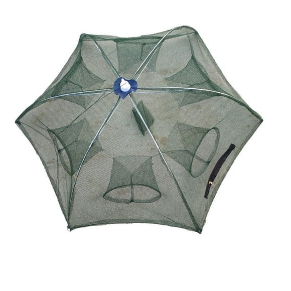 kurtrusly 4/6/8/12 Holes Automatic Fishing Net Shrimp Cage Nylon Foldable Fish Trap Cast Network Umbrella Type Automatic Fish Cage green 6 imports