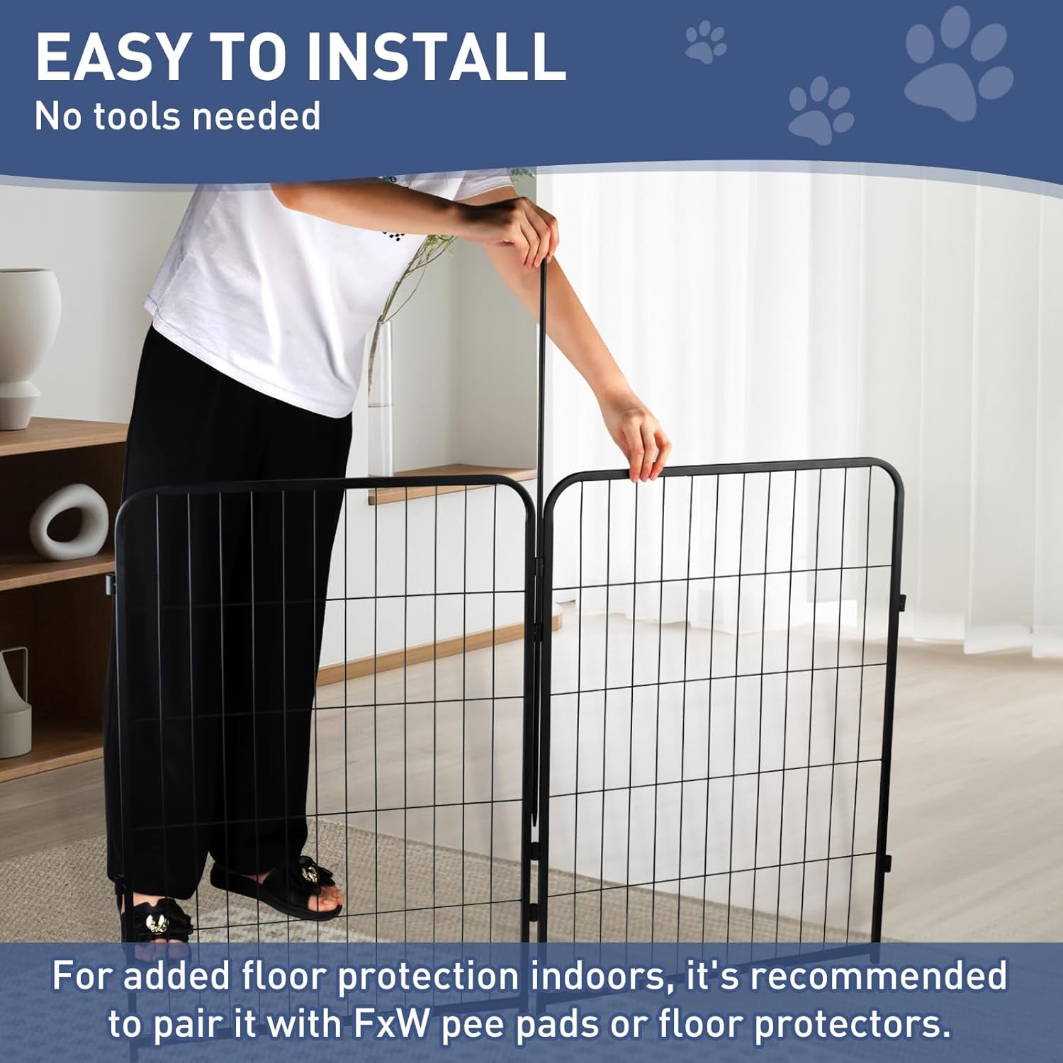 Dog Playpen 32 Inch Ideal Dog Fence for Small and Medium Dogs Indoor & Outdoor Bliss, Perfect Dog Pen for Camping, Yard, RV, Garden Fence, Black (Black, 32in, 8)