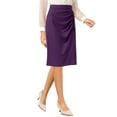 thumbnail image 4 of INSPIRE CHIC Women's Wear to Work Pencil Skirt Elastic High Waist Ruched Bodycon Midi Skirts 2XL Purple, 4 of 5