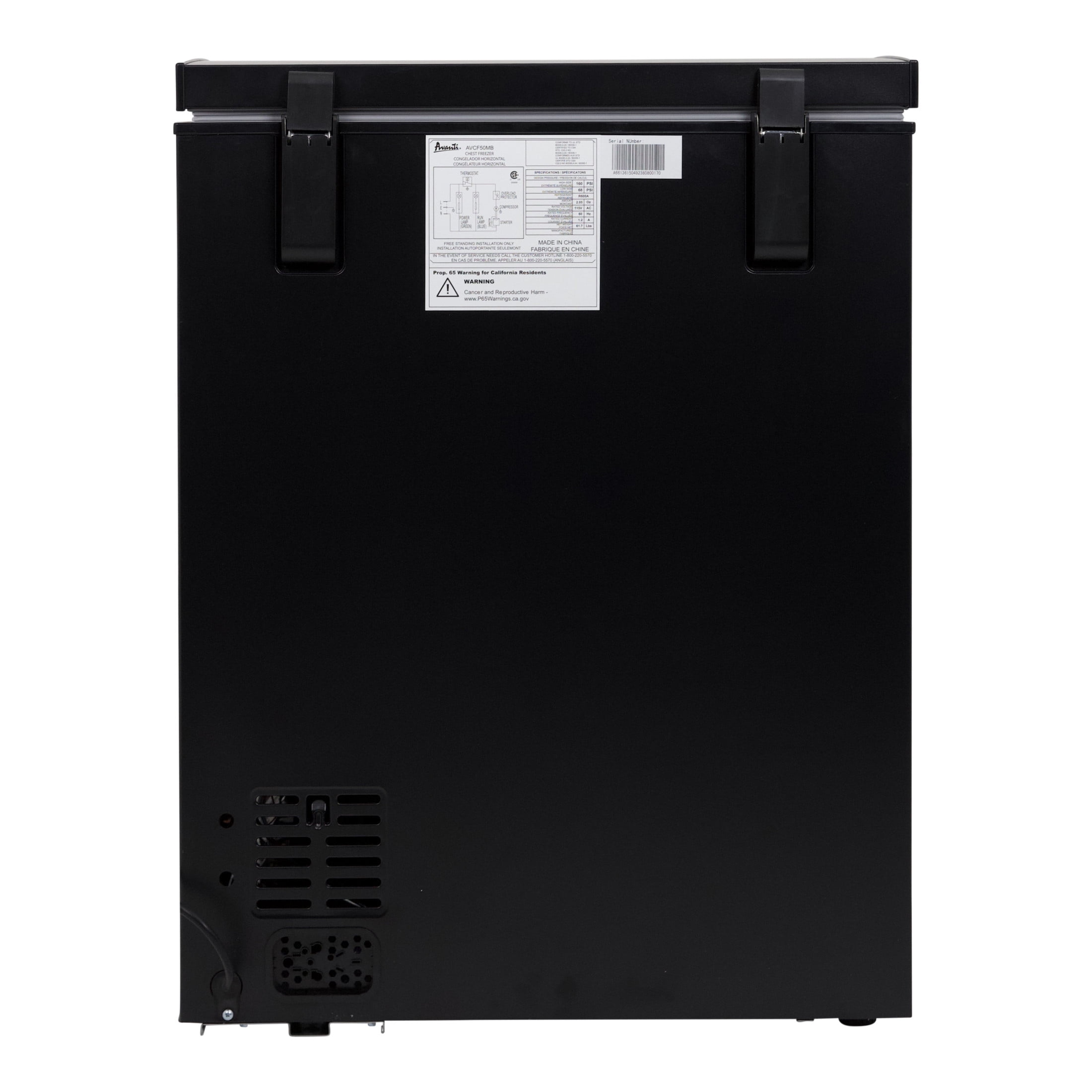 Avanti Deep Garage Ready Chest Freezer, 5.0 cu. ft. Matte Black