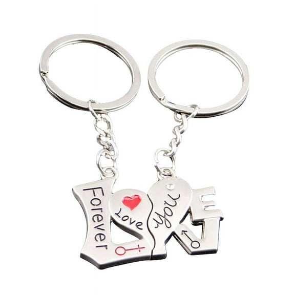 Ruanlalo 1 Pair Fashion I Love You Forever Heart Couple Key Chain Car Keyring Lover Gift