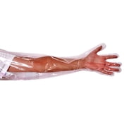SPRING PARK 50Pcs Pet Veterinary Examination Farm Vet Disposable Film Soft PE Long Arm Glove