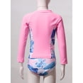 thumbnail image 6 of YIZYIF Big & Little Girls 3Pcs Tankini Set Swimsuit Juniors Floral Print Long Sleeve Rash Guard Bathing Suit Pink Blue 14, 6 of 7