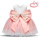thumbnail image 4 of Wartleves Vestido de novia de princesa con flores de tul y espalda descubierta con volantes y tocado para niñas pequeñas y bebés, 4 of 6
