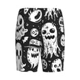 thumbnail image 2 of Haiem Black White Spooky Ghosts Men's Pajama Short with Soft Woven Cotton Elastic Waistband Sleep Short-3X-Large, 2 of 9
