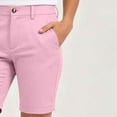 thumbnail image 6 of TEAJOPSUU Women's Bermuda Shorts Dress High Waisted Button Waist Shorts with Pockets Summer Causal Solid Color Chino Shorts B-Pink, 6 of 9