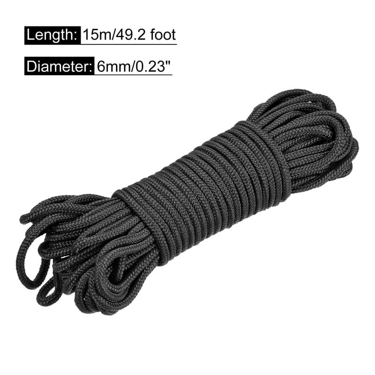Uxcell Nylon Rope Solid Braided 1 Roll of 0.23 inch x 49.2 Foot Black 